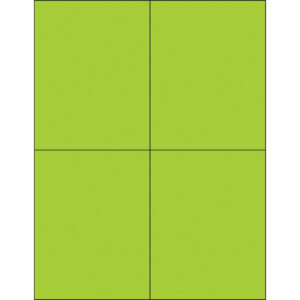 4 1/4 x 5 1/2" Fluorescent Green Rectangle Laser Labels