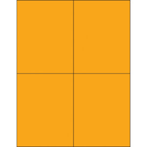 4 1/4 x 5 1/2 "Fluorescent Orange Rectangle Laser Labels