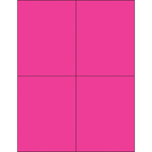 4 1/4 x 5 1/2" Fluorescent Pink Rectangle Laser Labels