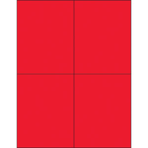 4 1/4 x 5 1/2" Fluorescent Red Rectangle Laser Labels