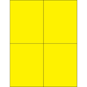 4 1/4 x 5 1/2" Fluorescent Yellow Rectangle Laser Labels