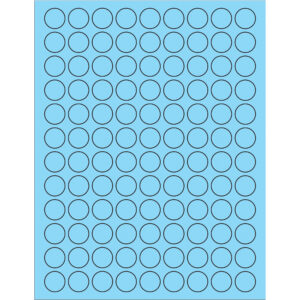 3/4" Fluorescent Pastel Blue Circle Laser Labels