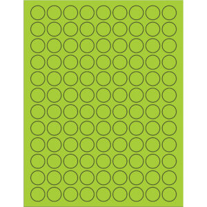 3/4" Fluorescent Green Circle Laser Labels