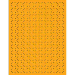 3/4" Fluorescent Orange Circle Laser Labels