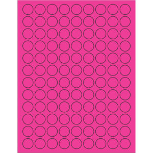 3/4" Fluorescent Pink Circle Laser Labels
