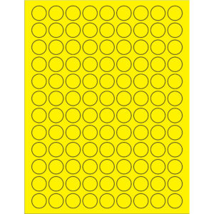3/4" Fluorescent Yellow Circle Laser Labels