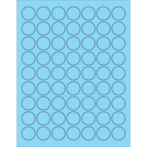 1" Fluorescent Pastel Blue Circle Laser Labels