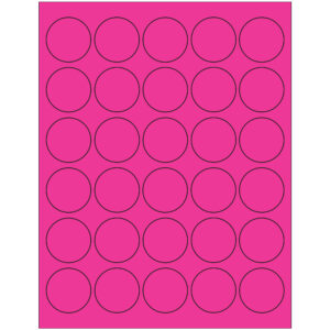 1 1/2" Fluorescent Pink Circle Laser Labels