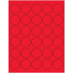 1 1/2" Fluorescent Red Circle Laser Labels