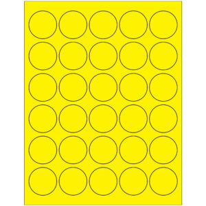 1 1/2" Fluorescent Yellow Circle Laser Labels