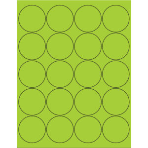 2" Fluorescent Green Circle Laser Labels