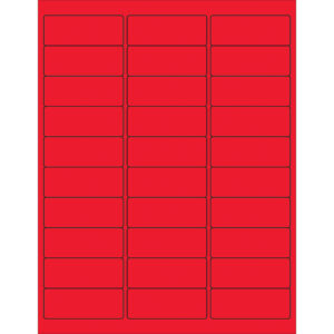 2 5/8 x 1" Fluorescent Red Removable Rectangle Laser Labels