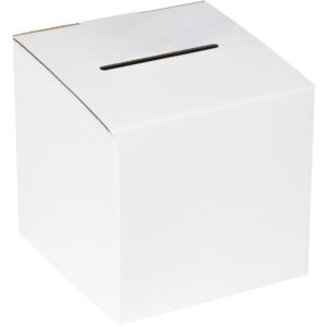 10 x 10 x 9-10" White Ballot Box